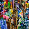 London, painting by artist Vuk Vuckovic, 100 x 140 cm, oil on canvas, 2017, serial Cities, detail (3)